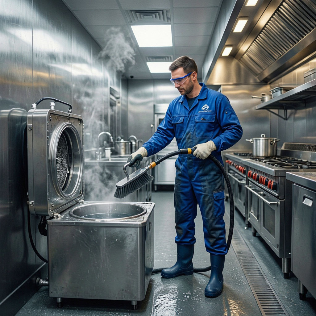 Commercial kitchen grease trap cleaning service