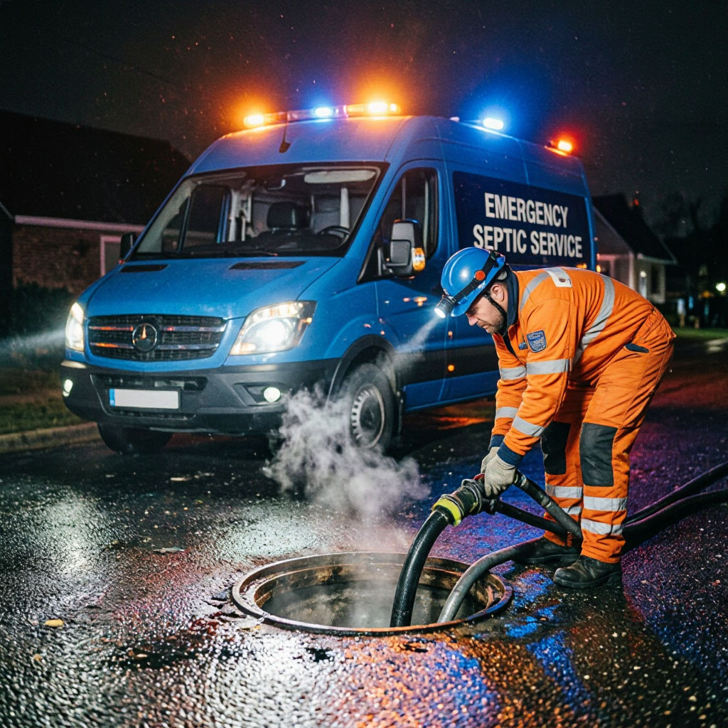 Emergency septic service response at night